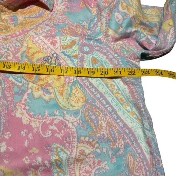 Lauren Ralph Lauren Women's Paisley Button-Up Shirt Size Large Vibrant Colors - Picture 3 of 7